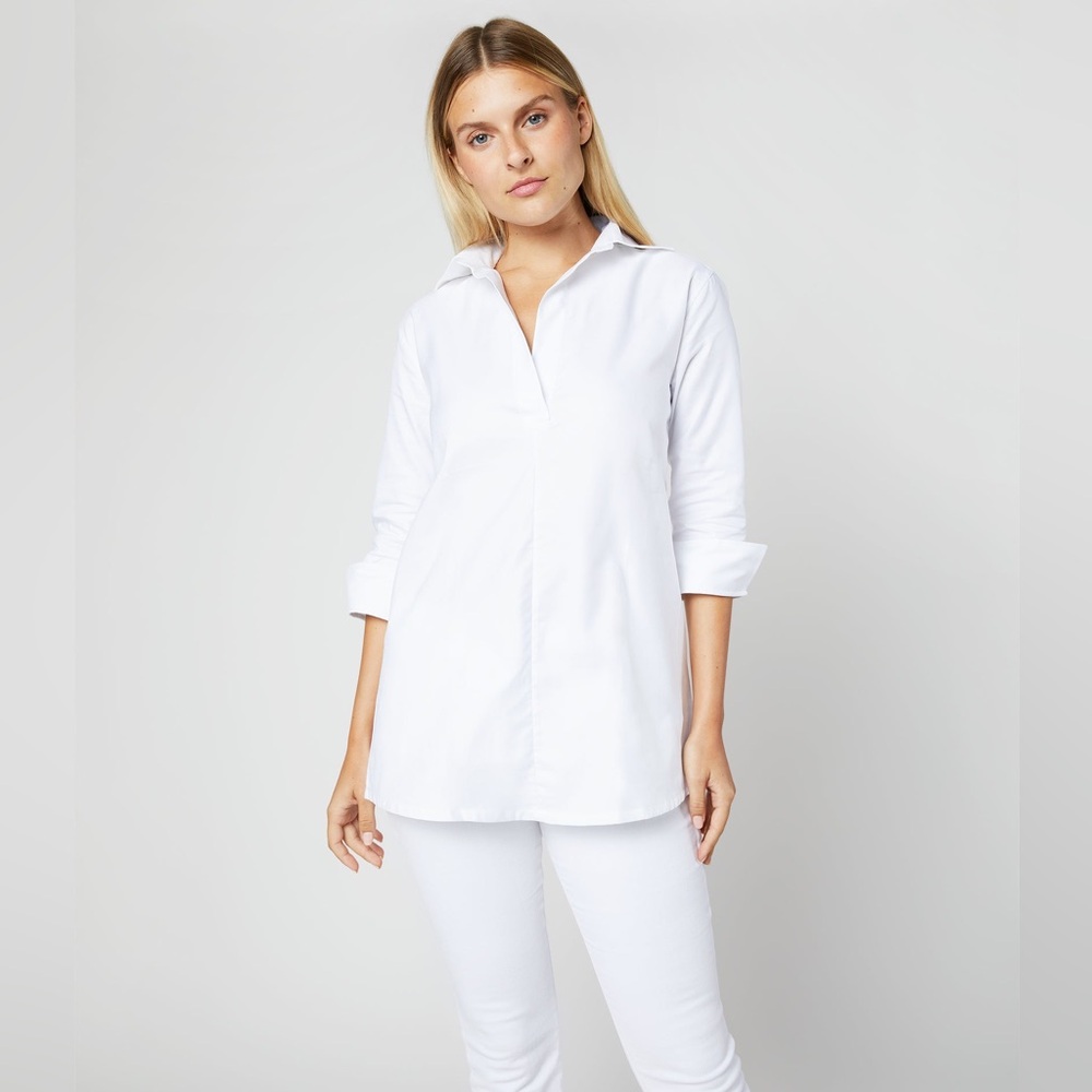 ANN MASHBURN Designer Tunic in White Roxford
